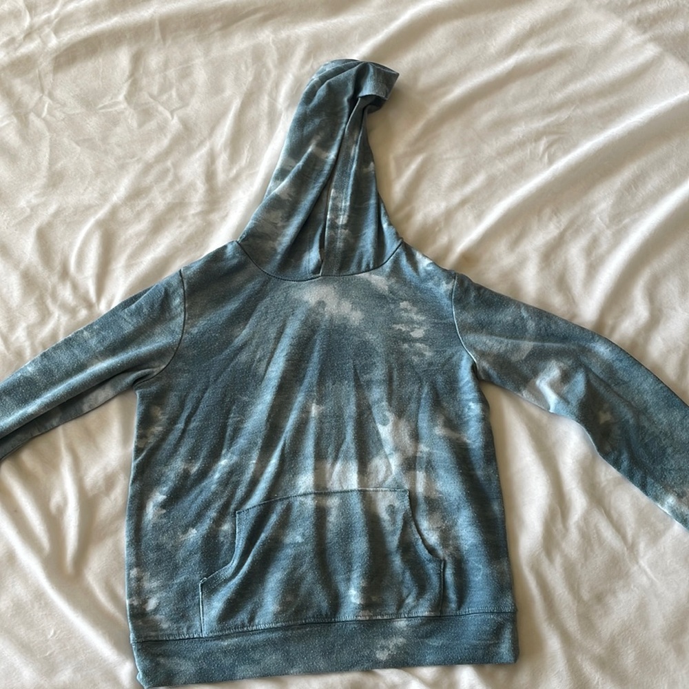 Crown of hearts, medium, blue swearshirt